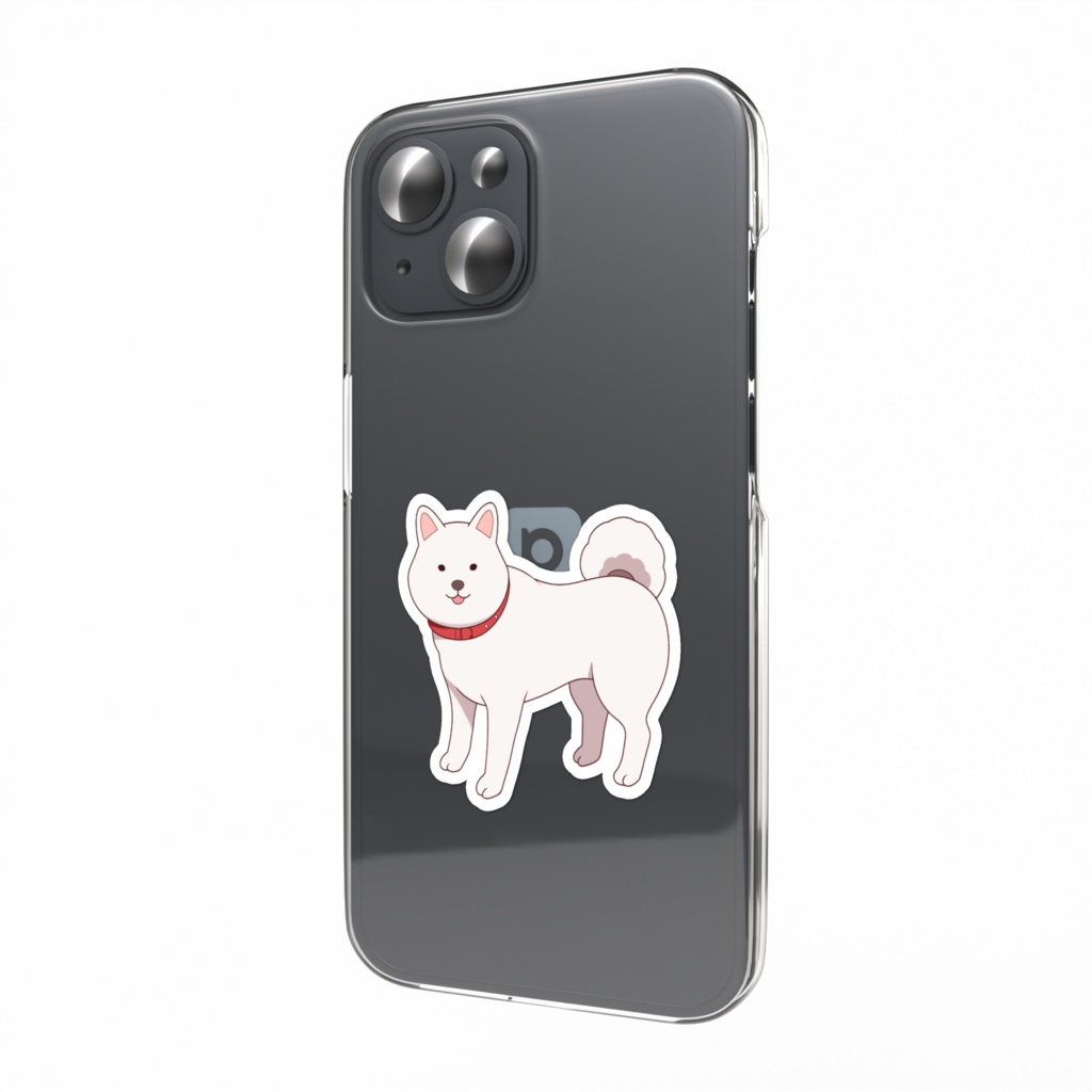 柴犬スマホステッカー 白柴