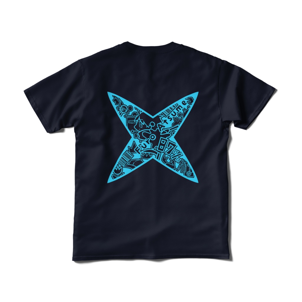 ふろあつめ手裏剣Tシャツ　ネイビー裏面デザイン