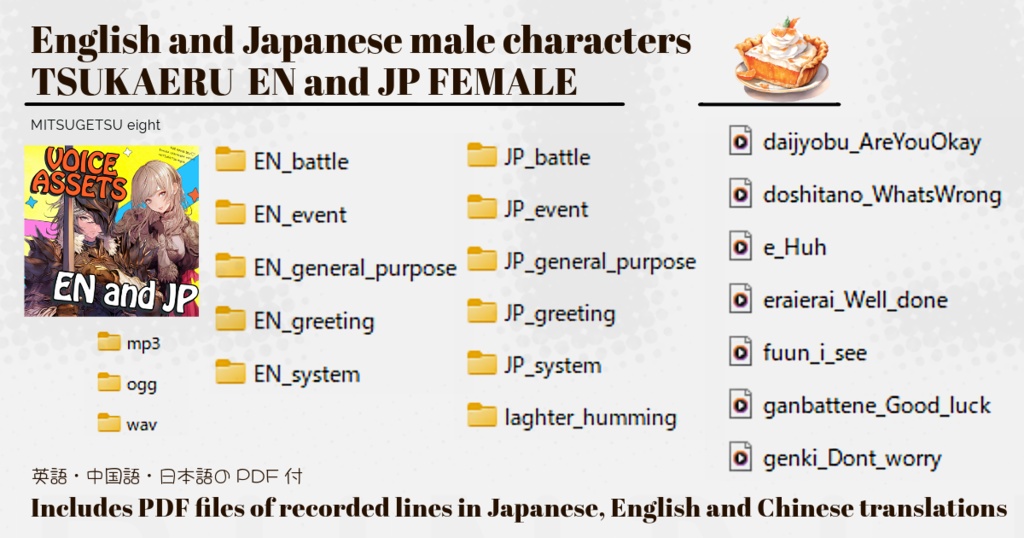 使えるボイス素材集|英語・日本語女性キャラクター|Voice Assets English and Japanese female characters| TSUKAERU EN and JP FEMALE