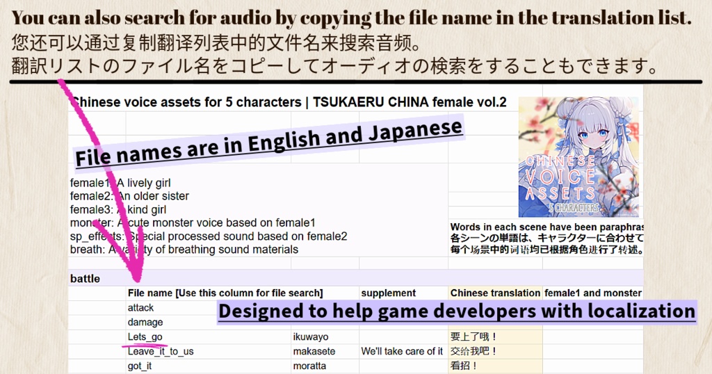 使える中国語ボイス素材集|Chinese voice assets for 5 characters | TSUKAERU CHINA female vol.2