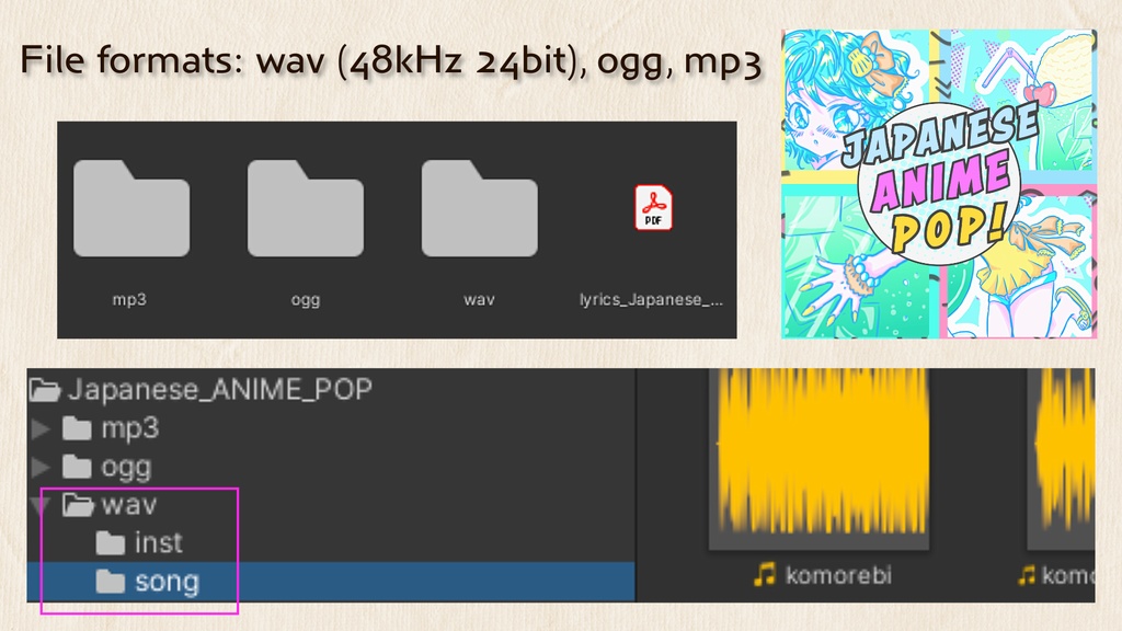歌もの楽曲素材集|FOR GAME DEV♡|Vocal Assets|Japanese ANIME POP