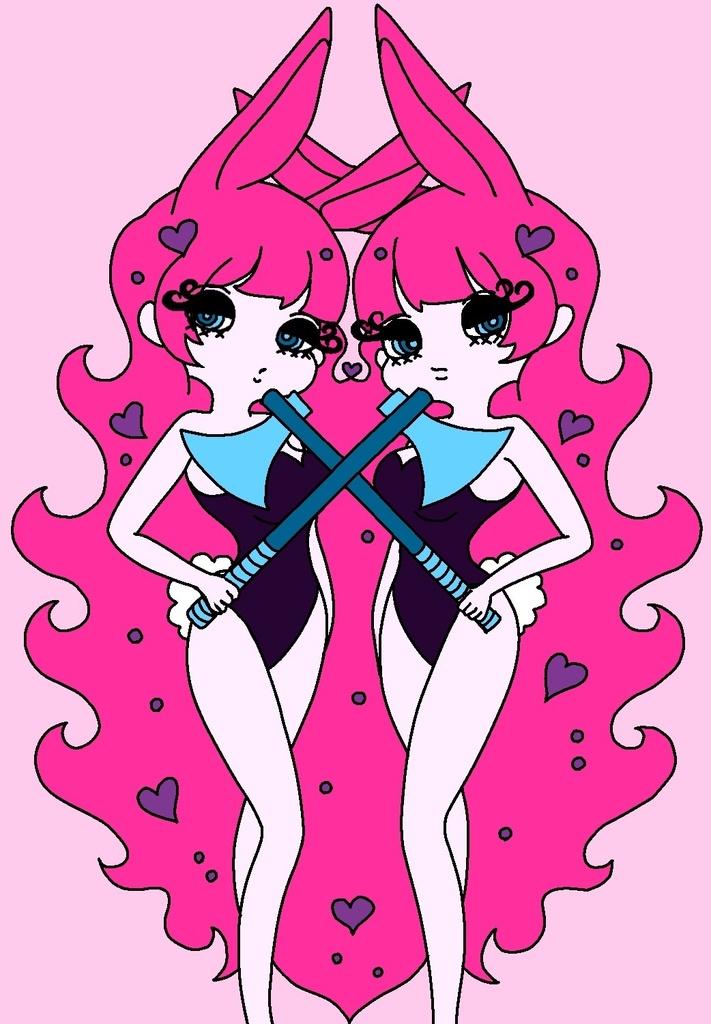 双子バニーガールの缶ミラー