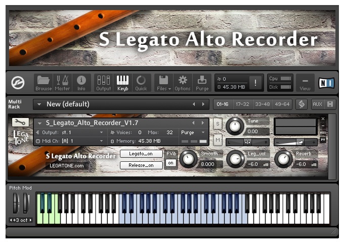 リコーダー音源 S Legato Alto Recorder for KONTAKT