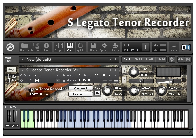 リコーダー音源 S Legato Tenor Recorder for KONTAKT