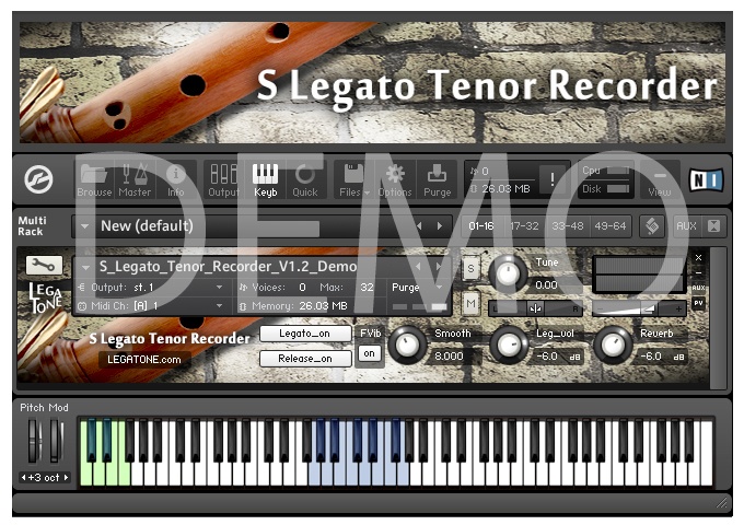 リコーダー音源 S Legato Tenor Recorder for KONTAKT Free Demo - フリー音源