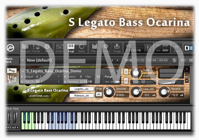オカリナ音源 S Legato Bass Ocarina for KONTAKT Free Demo - フリー音源