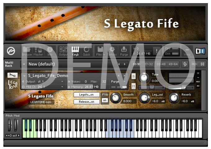 ファイフ音源 S Legato Fife for KONTAKT Free Demo - フリー音源