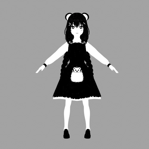 Free | Premade Vrm 1.0 Model | Small Black White Bear Girl