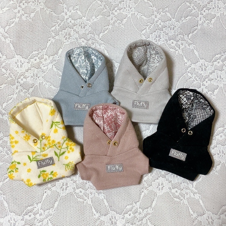 6月16日21時15分〜くすみカラーのハトメパーカー【10cmぬい服】