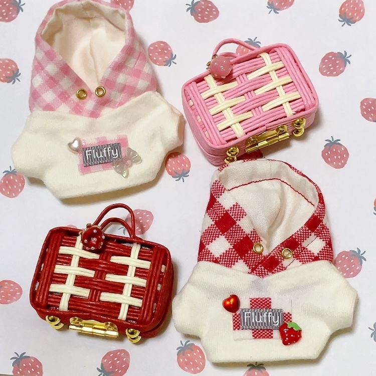 5月10日21時15分〜赤のみ再頒【10㎝ぬい服】パーカー&ミニトランクセット