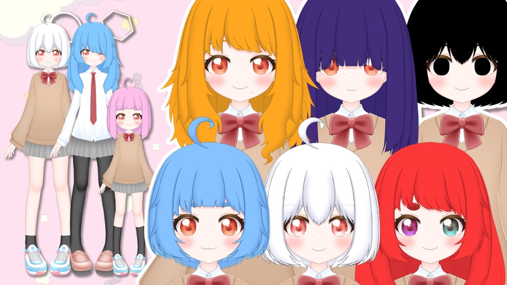 【Live2D汎用カスタムモデル】差分多彩!多彩ちゃん_v1.00