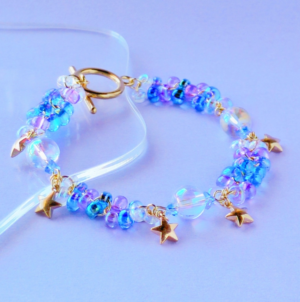 星空モチーフのガラスビーズ マンテルブレスレット