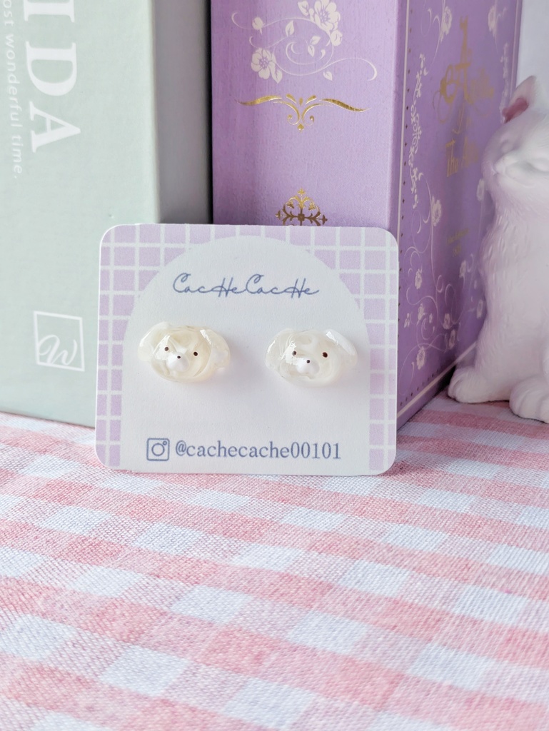 ころんとぷっくりラテわんこピアス/イヤリング〖レジン〗