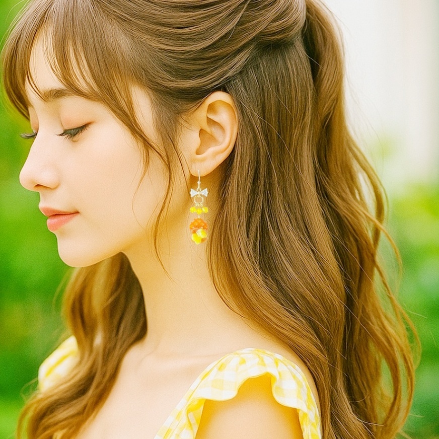 くまバター×ワッフル ピアス/イヤリング【レジン】