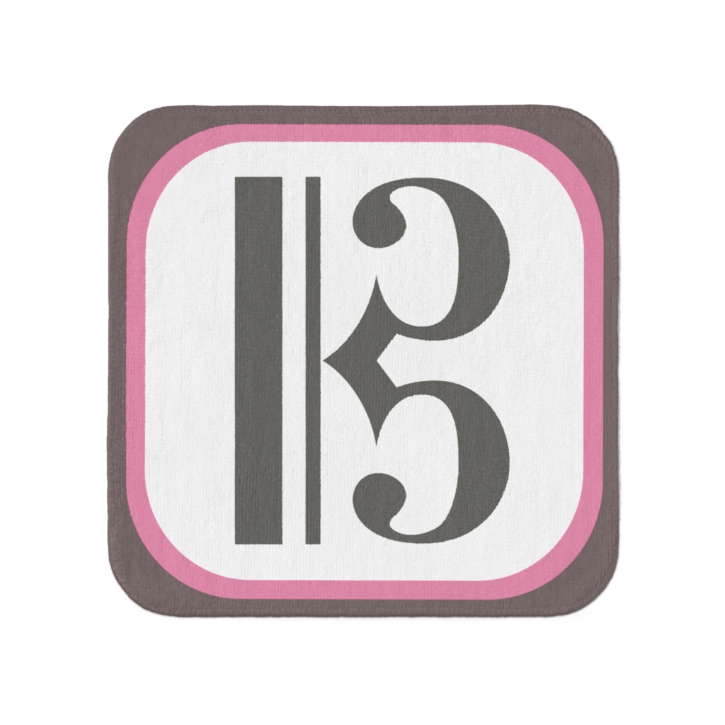 ハ音記号のタオルハンカチ（黒）