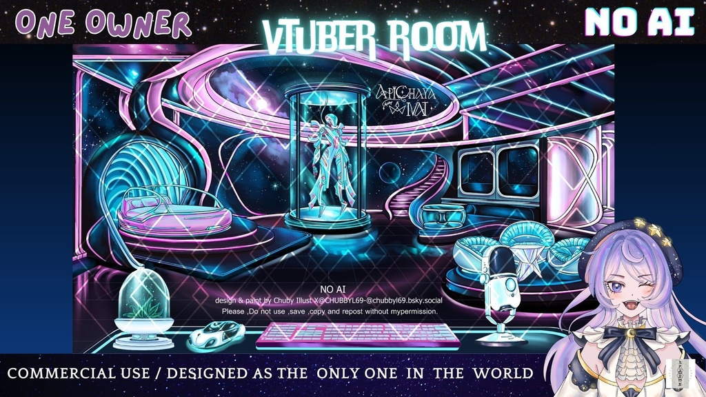 Vtuber Room-Background + Assets Set| Galaxy Theme | Limited Edition  | for vtuber, Youtube Stream | Vtuber Assets | Vtuber Room