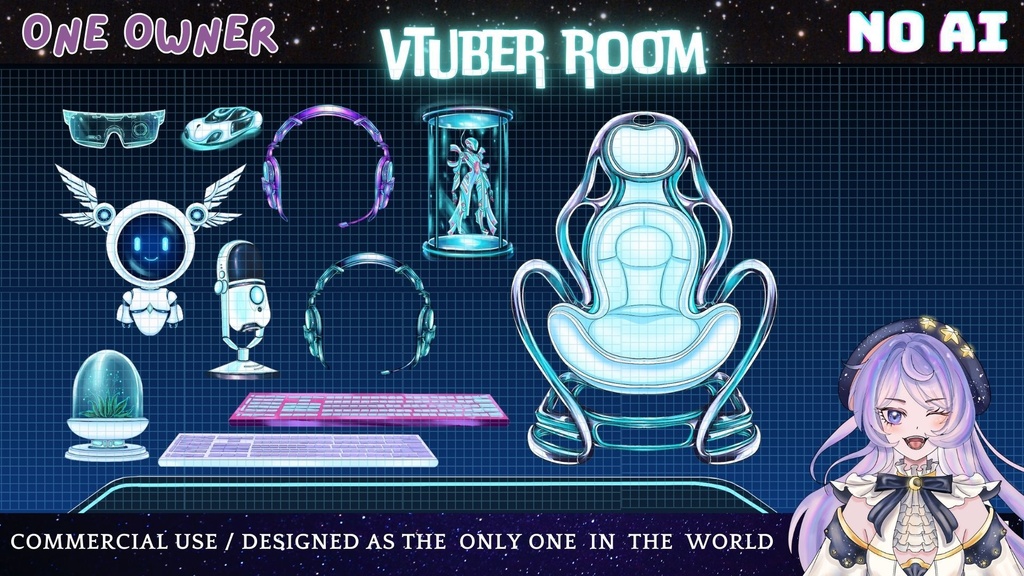 Vtuber Room-Background + Assets Set| Galaxy Theme | Limited Edition  | for vtuber, Youtube Stream | Vtuber Assets | Vtuber Room