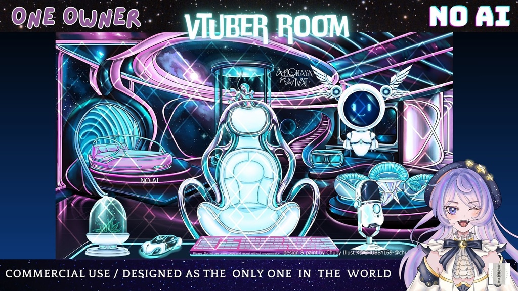 Vtuber Room-Background + Assets Set| Galaxy Theme | Limited Edition  | for vtuber, Youtube Stream | Vtuber Assets | Vtuber Room