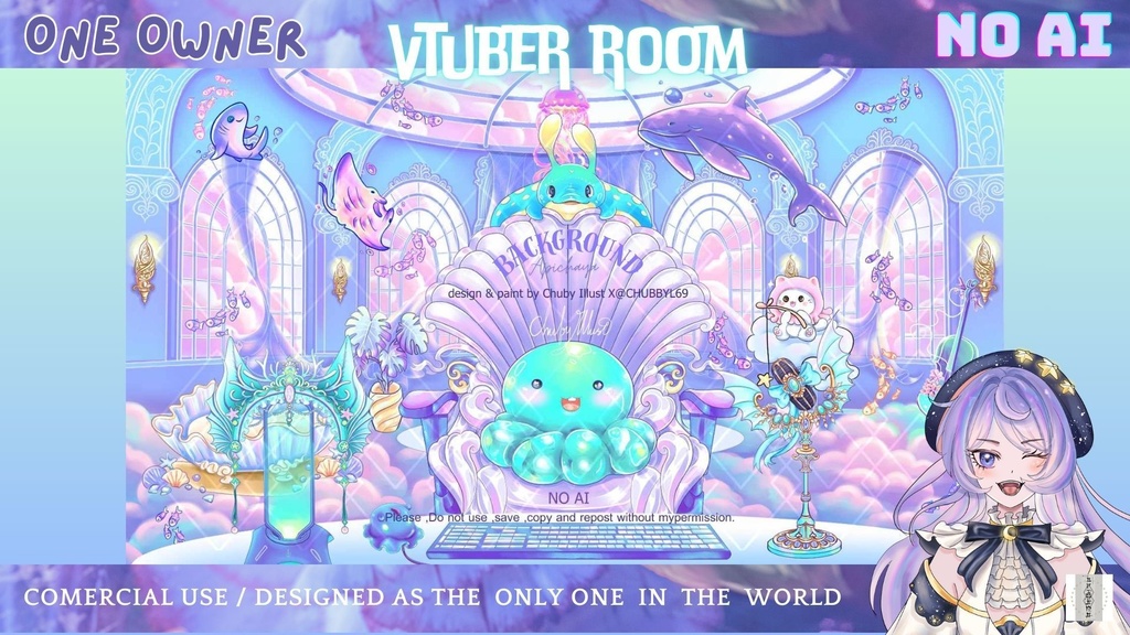 Vtuber Room-Background + Assets Set| Sea&Sky Theme | Limited Edition | for vtuber, Youtube Stream | Vtuber Assets | Vtuber Room