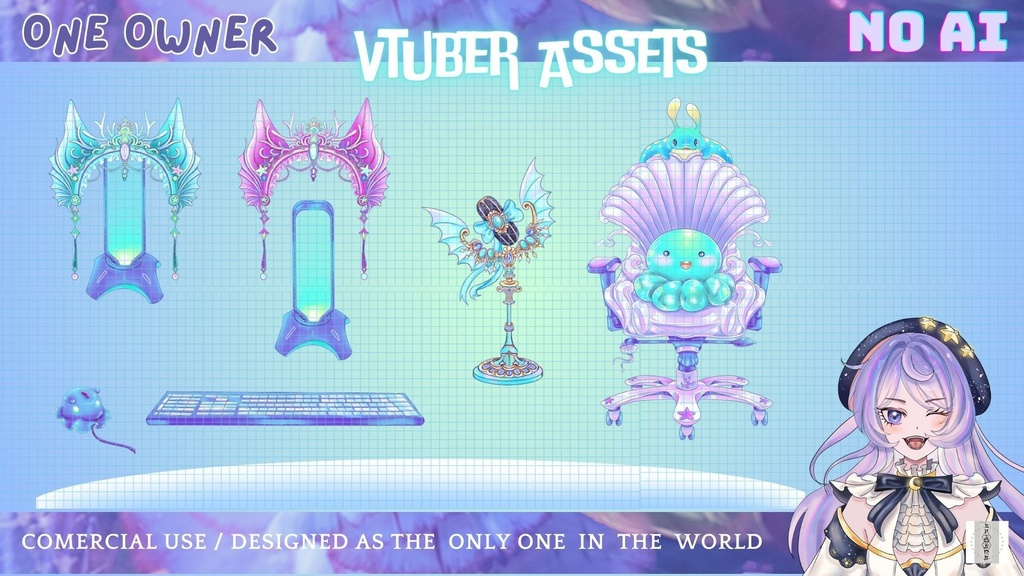 Vtuber Room-Background + Assets Set| Sea&Sky Theme | Limited Edition | for vtuber, Youtube Stream | Vtuber Assets | Vtuber Room
