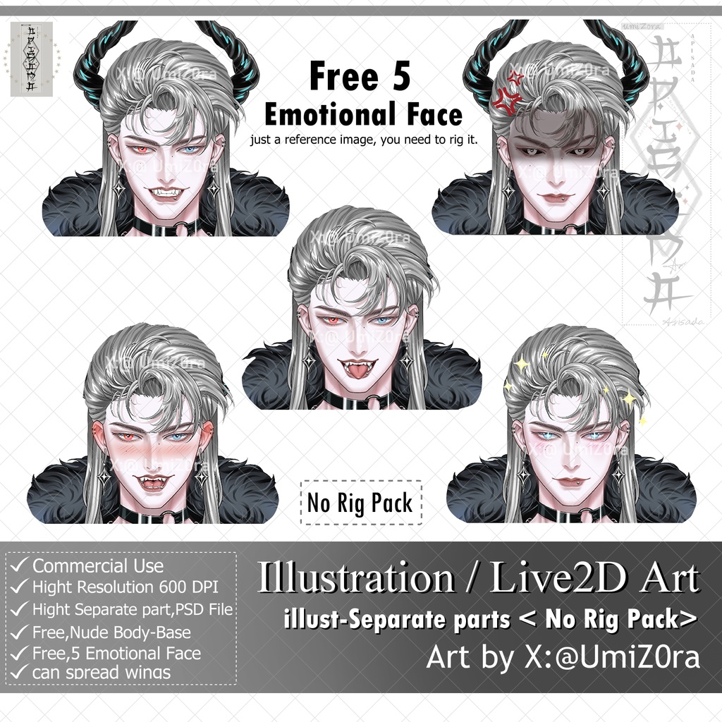 Live2D-Art/ Illustration, High Resolution-Separate Parts, PSD File <No Rig Pack>
