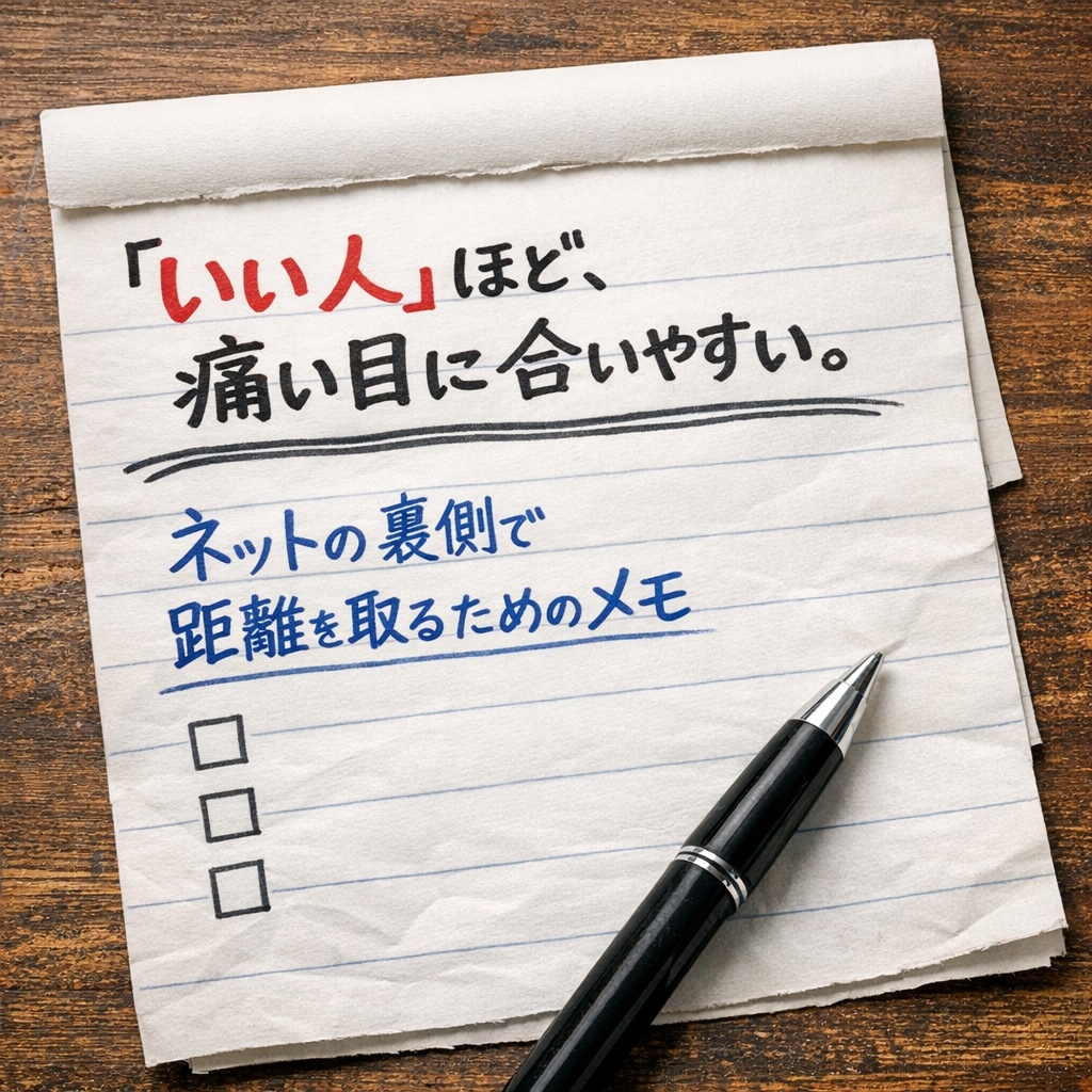 「いい人」ほど、痛い目に合いやすい。 ネットの裏側で距離を取るためのメモ