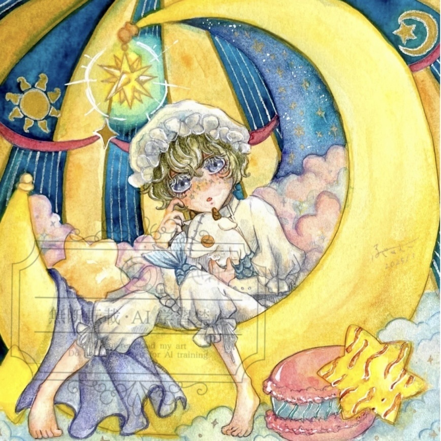 星紡ぎの夜に額装原画