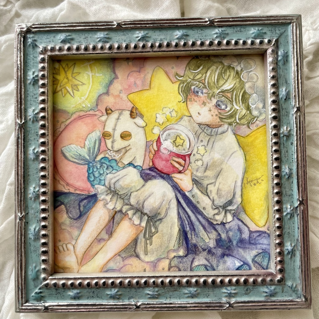 星紡ぎの夜に額装原画