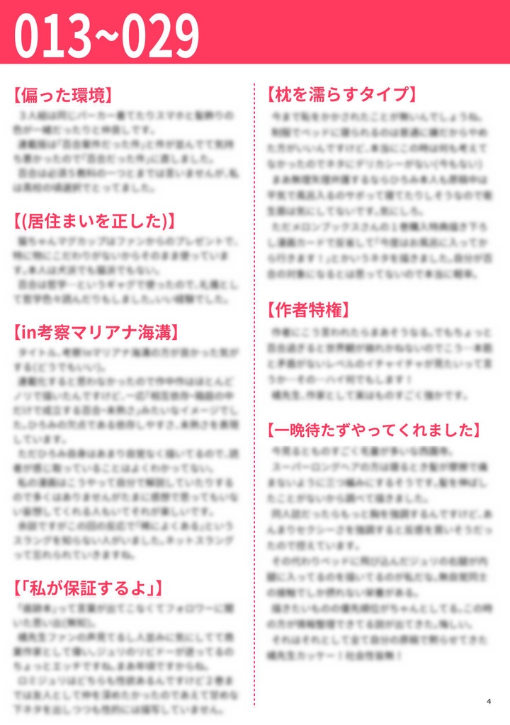 推し百合同人誌購入者特典一言後書き再編集版