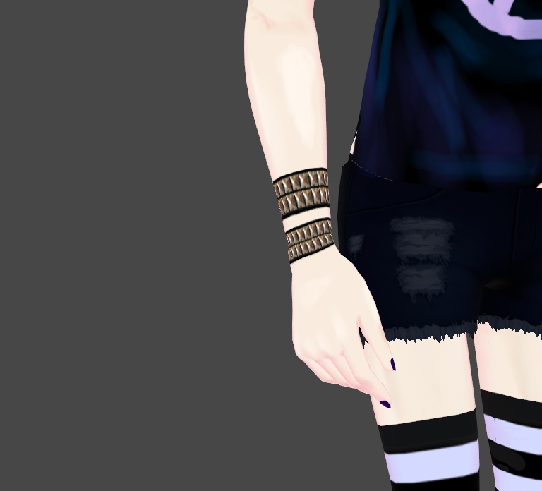 Metal Punk Goth Wrist & Arm Bracers 2x2 Style Sets Vroid