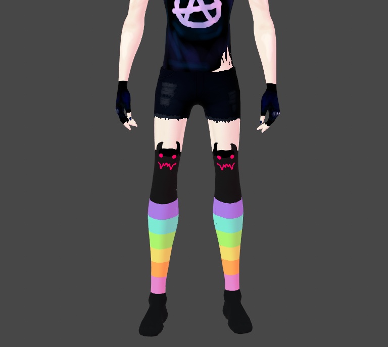 Demonic Rainbow Programmer Gamer Vroid Socks