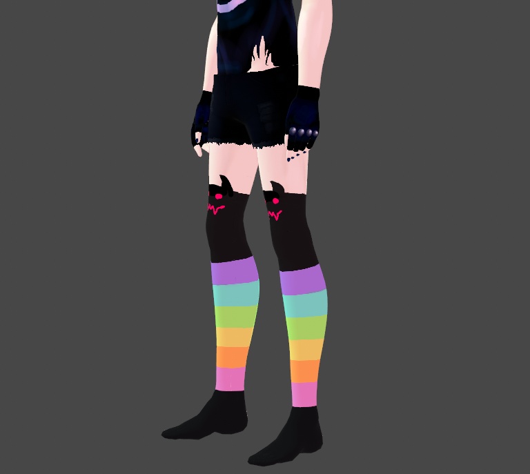 Demonic Rainbow Programmer Gamer Vroid Socks