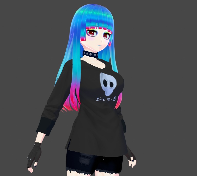 Ocean Fire Hair Texture Vroid Blue Teal Pink Red