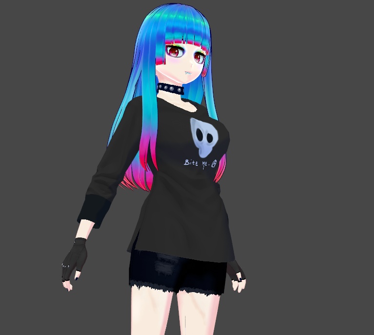 Ocean Fire Hair Texture Vroid Blue Teal Pink Red