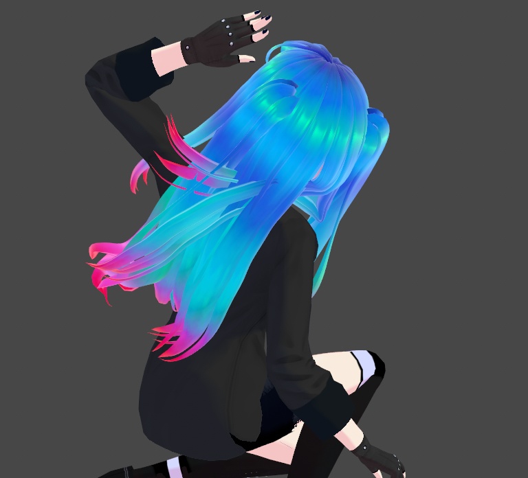 Ocean Fire Hair Texture Vroid Blue Teal Pink Red