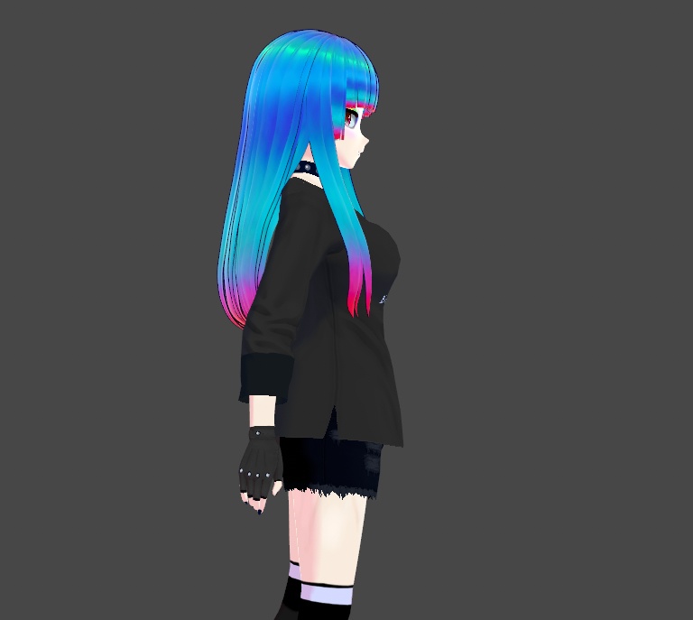 Ocean Fire Hair Texture Vroid Blue Teal Pink Red