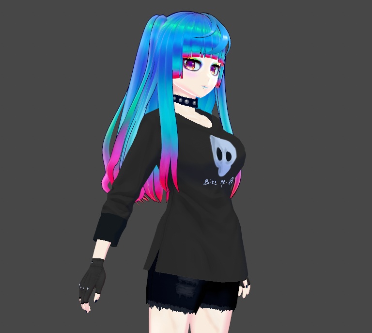 Ocean Fire Hair Texture Vroid Blue Teal Pink Red