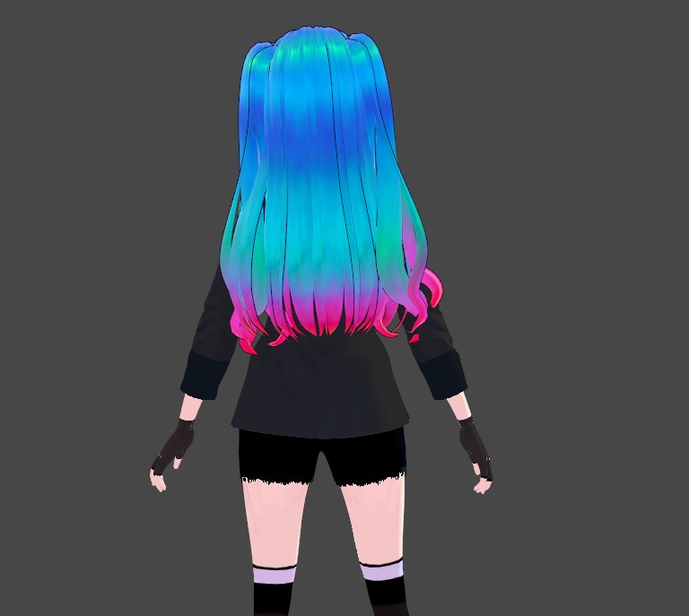 Ocean Fire Hair Texture Vroid Blue Teal Pink Red