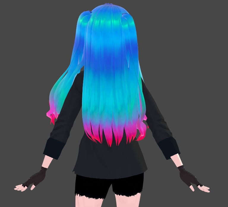 Ocean Fire Hair Texture Vroid Blue Teal Pink Red