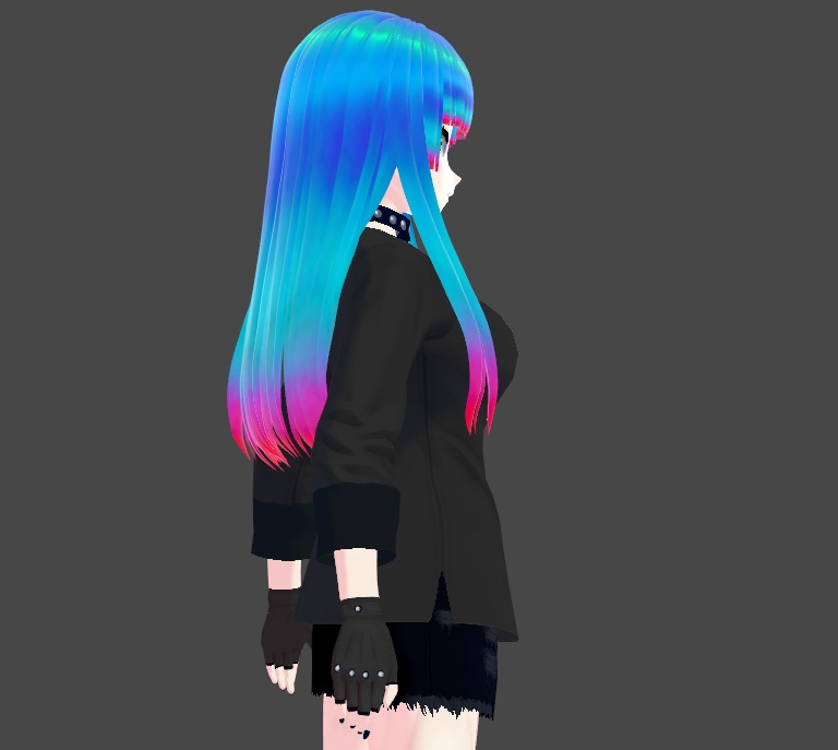 Ocean Fire Hair Texture Vroid Blue Teal Pink Red