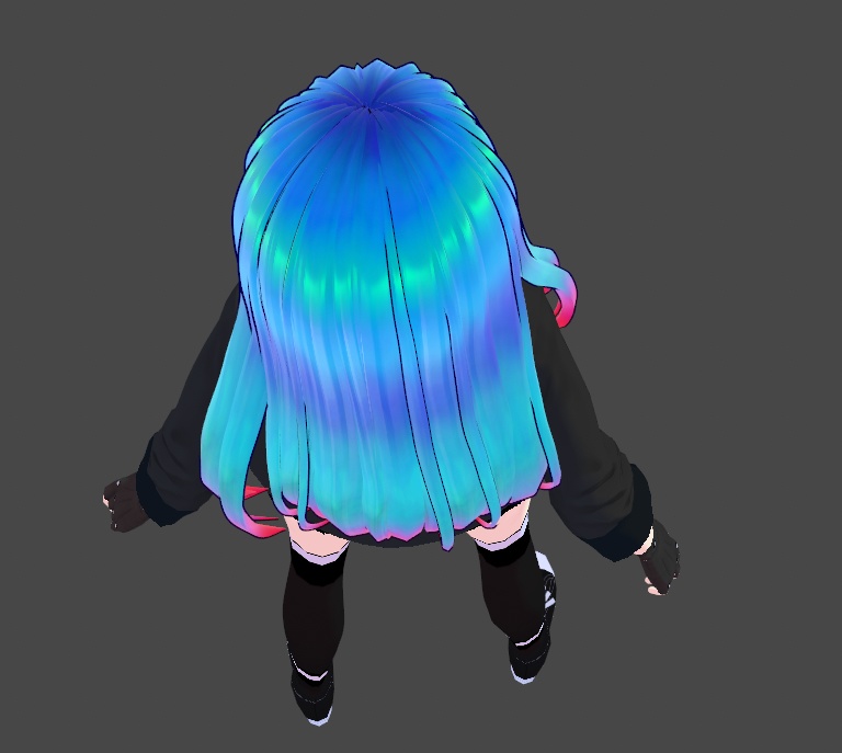 Ocean Fire Hair Texture Vroid Blue Teal Pink Red