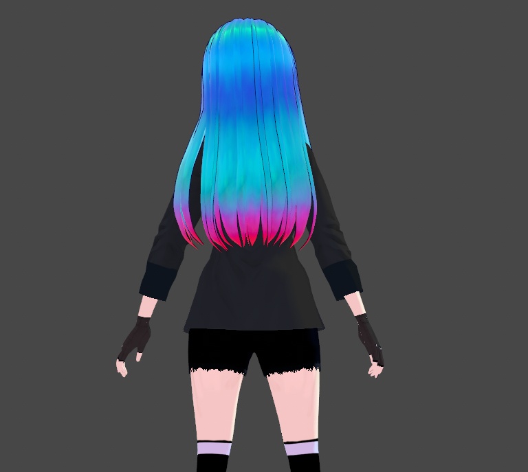 Ocean Fire Hair Texture Vroid Blue Teal Pink Red