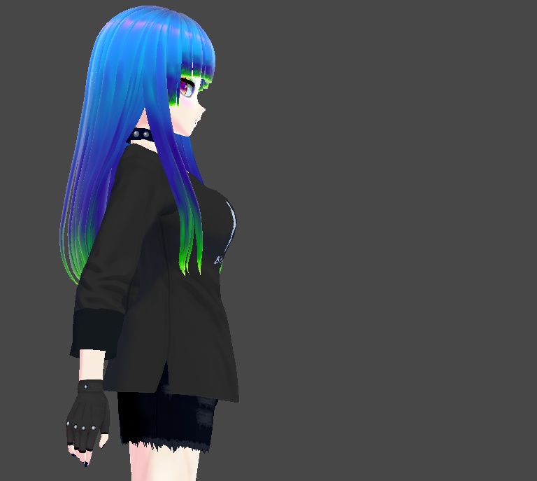 Green Fel Fire Toxic Biohazard Blue Hair Texture Vroid