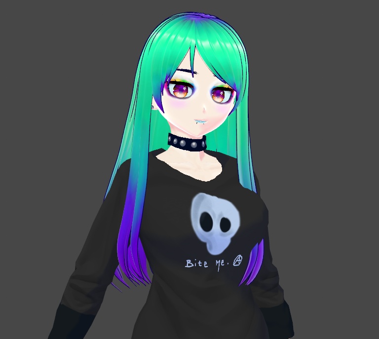Teal Hair Purple Roots and Tips Vroid Texture 