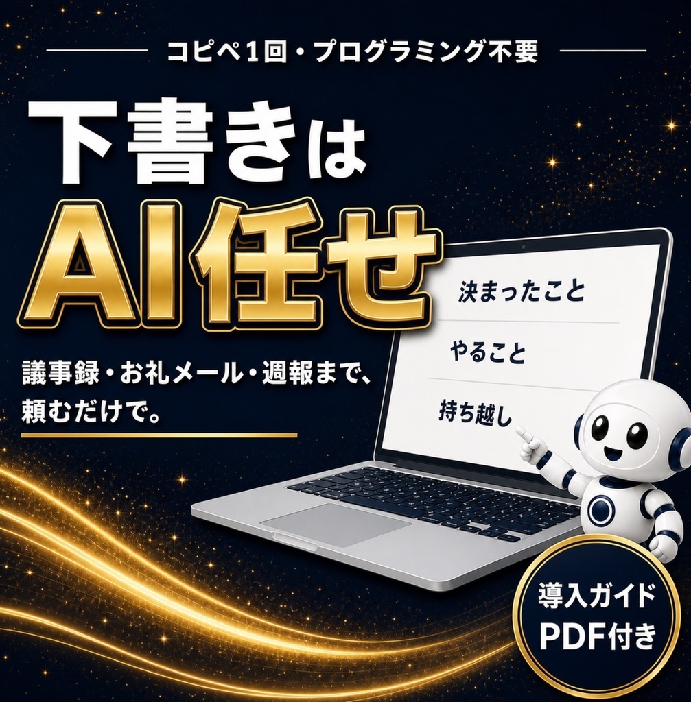 文書下書き係スキル — 議事録・メールの下書きAI(Claude Code用)