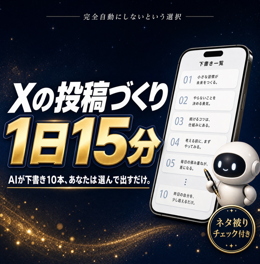 X半自動運用の教科書 — AIで毎日の発信を1日15分にする仕組み