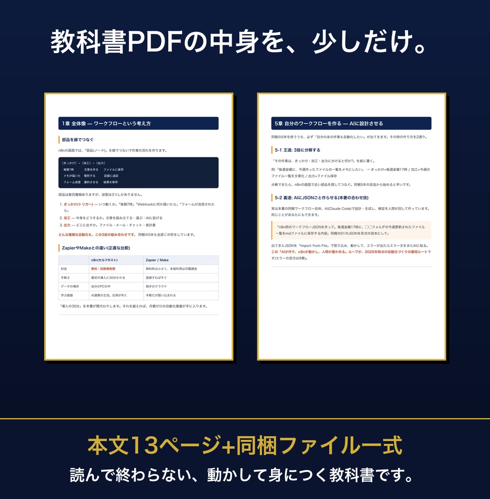 n8n自動化の教科書 — 無料セルフホストではじめるAI自動化と実物ワークフロー5本