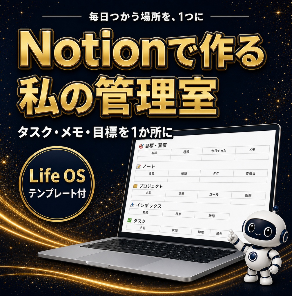 Notionで作る私の管理室 — タスク・メモ・目標を1か所にまとめるLife OSテンプレート