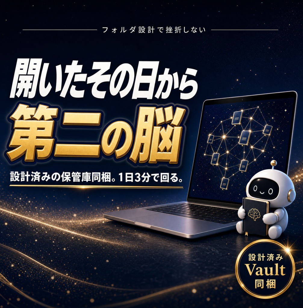 はじめての第二の脳 — Obsidian設計済みVault&使い方の教科書キット
