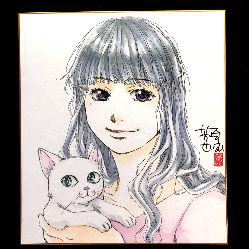 直筆イラスト色紙